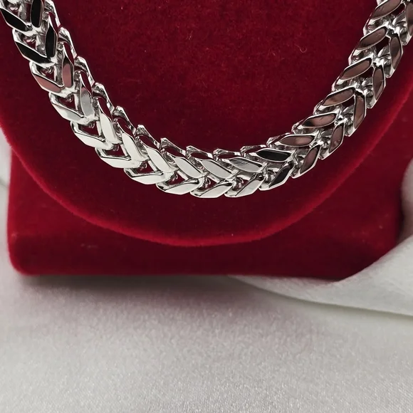 18k White Gold Over Sterling Silver Franco Chain Necklace With Moissanite Clasp